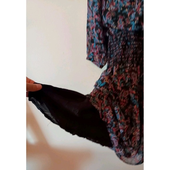 Anthropologie Vanessa Virginia Daytripper Paisley Smocked Waist Dress Sz XS Boho - Picture 11 of 16